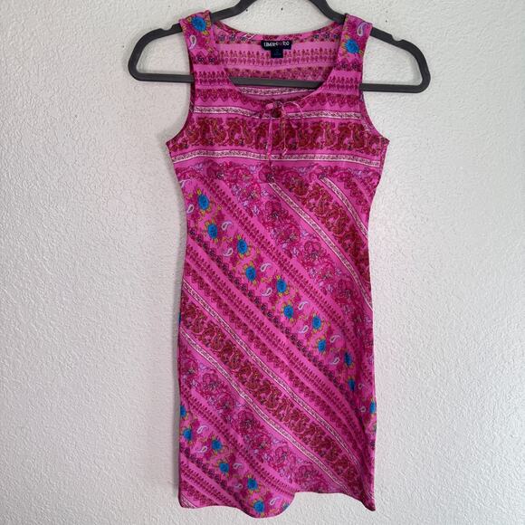 Vintage Limited Too Dress Girls 8 Pink Paisley Floral Y2K Retro Mini Boho - Picture 1 of 10